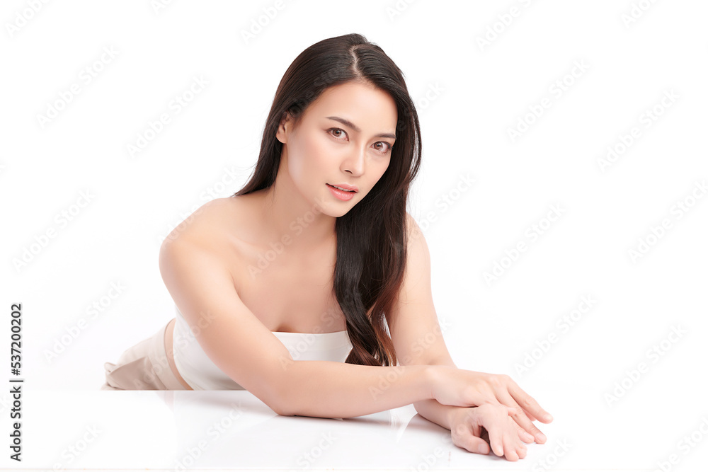 Beautiful young asian woman with clean fresh skin on white background, Face care, Facial treatment, Cosmetology, beauty and spa, Asian women portrait. Beautiful young asian woman with clean fresh skin on white background, Face care, Facial treatment, Cosmetology, beauty and spa, Asian women portrait.