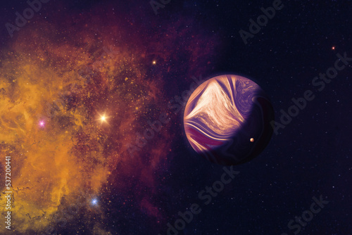 Fototapeta Naklejka Na Ścianę i Meble -  Planet with nebula in the background