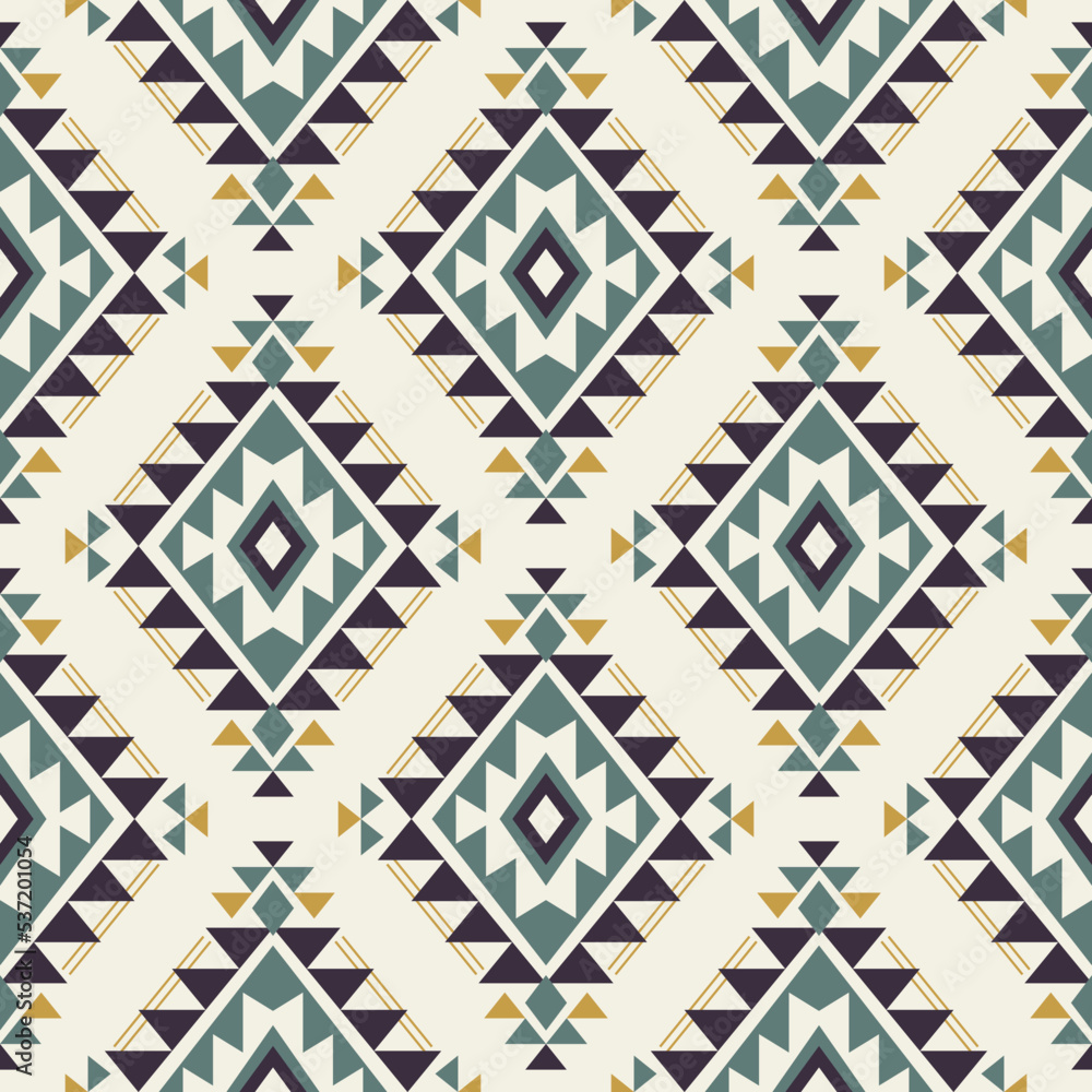 Native Aztec, Navajo seamless pattern. Tribal geometric print. Ethnic colorful design wallpaper, fabric, cover, textile, rug, blanket. - obrazy, fototapety, plakaty 