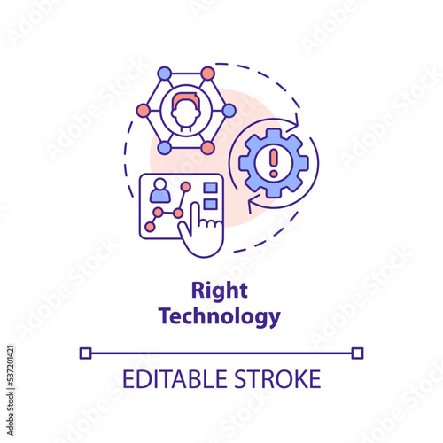 Right technology concept icon. Optimize website for mobile device. Personalization abstract idea thin line illustration. Isolated outline drawing. Editable stroke. Arial, Myriad Pro-Bold fonts used