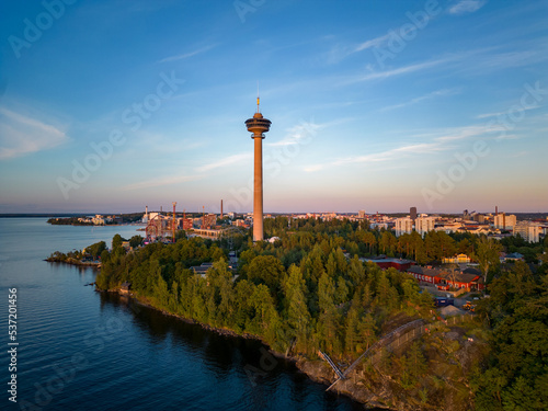 Canvastavla Tampere city on the lakeshore of Näsijärvi, Finland