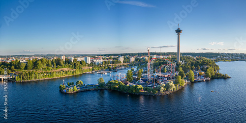 Tampere city on the lakeshore of Näsijärvi, Finland