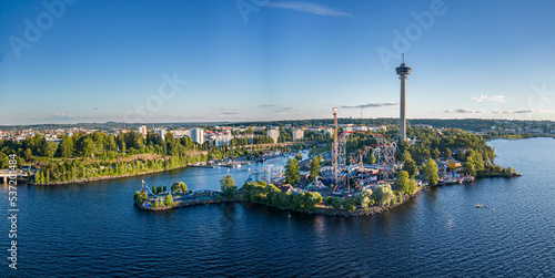 Tampere city on the lakeshore of Näsijärvi, Finland photo