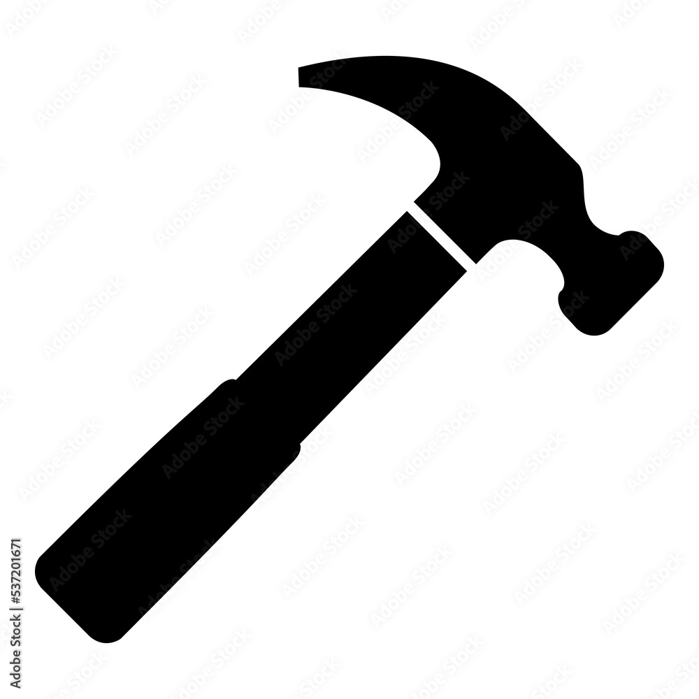 Icono con silueta aislada de martillo Icono con silueta aislada de martillo