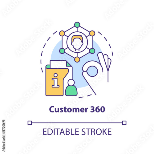 Master customer record concept icon. Collecting all client personal information abstract idea thin line illustration. Isolated outline drawing. Editable stroke. Arial, Myriad Pro-Bold fonts used
