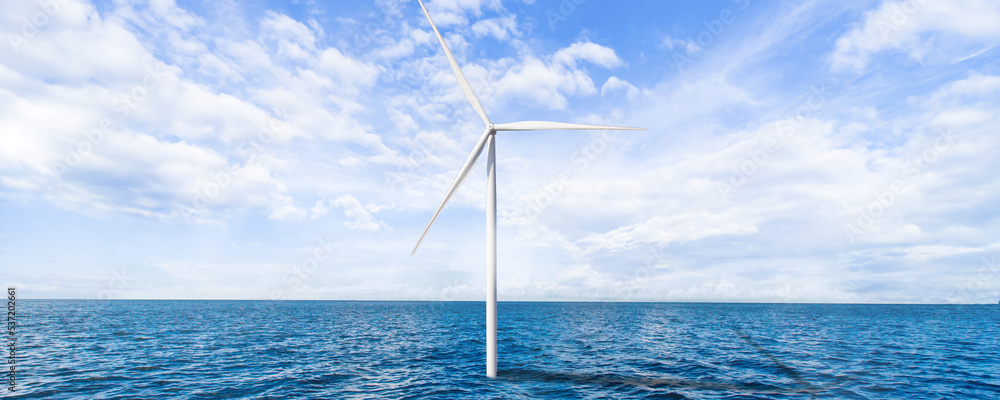 wind turbine on the sea - web banner template