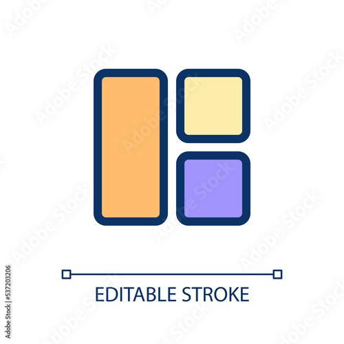 Content arrangement pixel perfect RGB color ui icon. Webpage structure. Simple filled line element. GUI, UX design for mobile app. Vector isolated pictogram. Editable stroke. Poppins font used