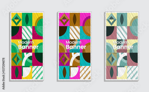 Geometric Modern Banners with Texture Colors and Available Color Options