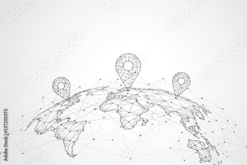 Global network connection. World map point and line composition concept of global business. Vector Illustration
