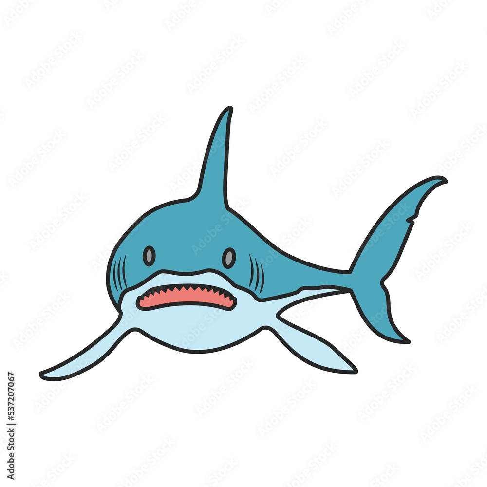 Fototapeta premium Shark vector icon.Color vector icon isolated on white background shark.