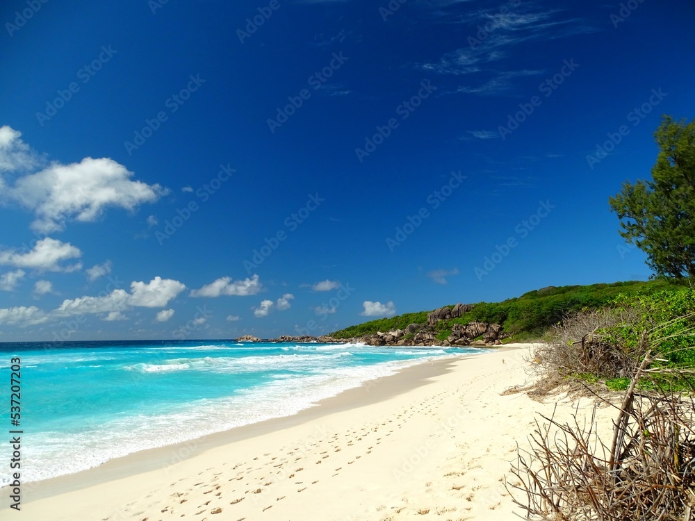 Seychelles - La Digue Island - large cove or grande anse Seychelles - La Digue Island - large cove or grande anse