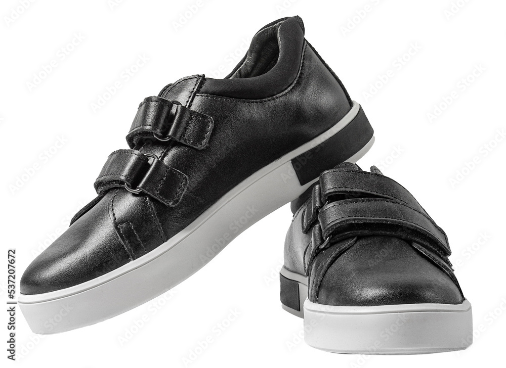 black leather shoes without background