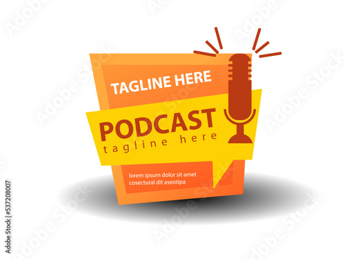 Microphone icon podcast logo design with shape and gradient collor icon for talk and business show vector template design