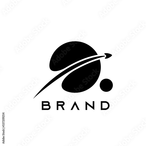 minimal launched rocket ship planet logo design illustration (ID: 537209254)