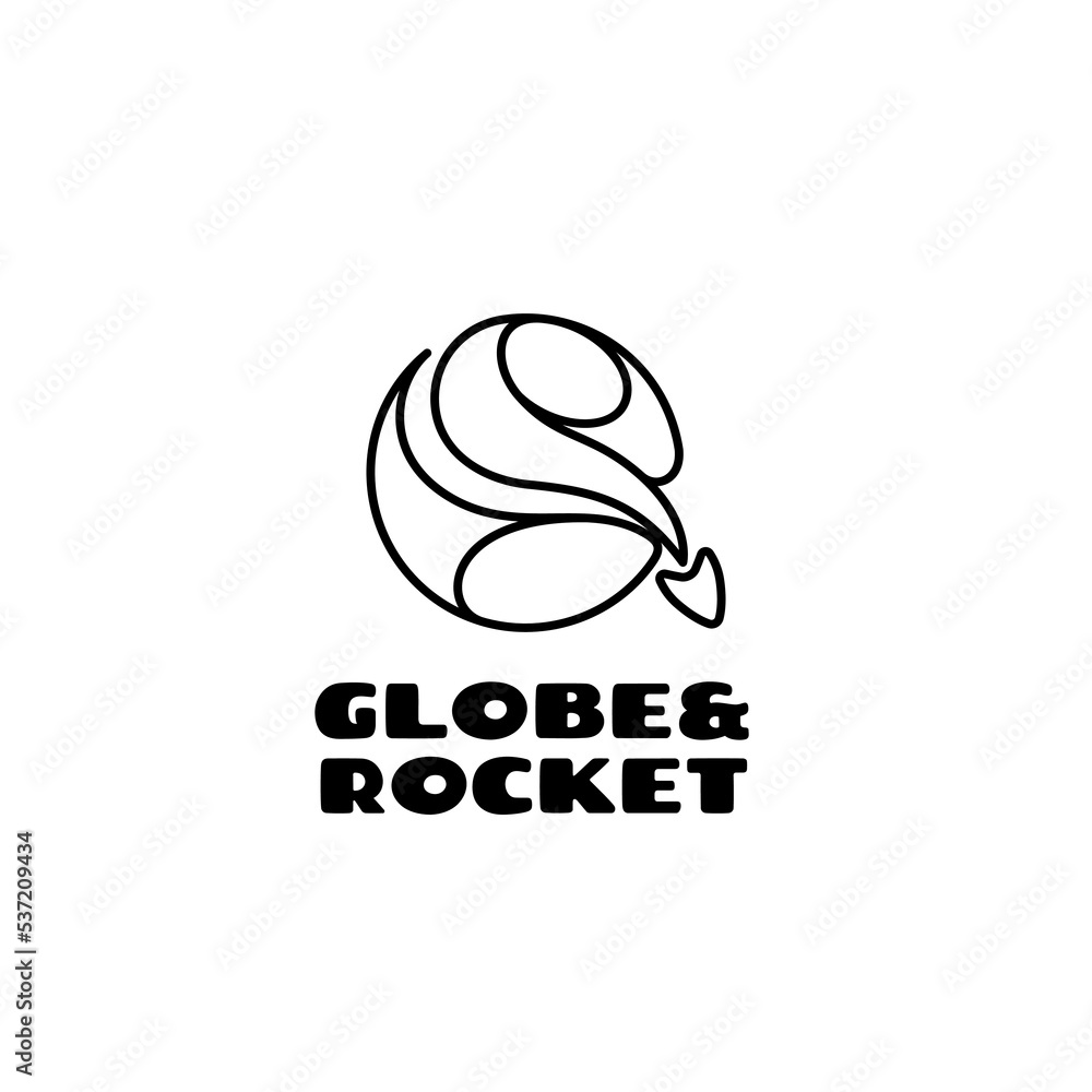 minimal launched rocket ship planet logo design illustration minimal launched rocket ship planet logo design illustration