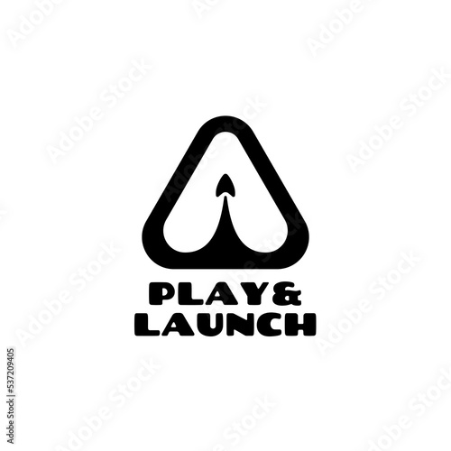 minimal space ship launch logo in a triangle shape design illustration (ID: 537209405)