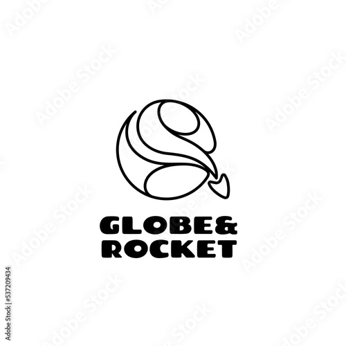 minimal launched rocket ship planet logo design illustration (ID: 537209434)