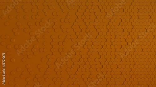 3D rendering to create pattern orenge hexagon wallpaper or background, Concrete Background formed from seamless blocks. 3D Render 01