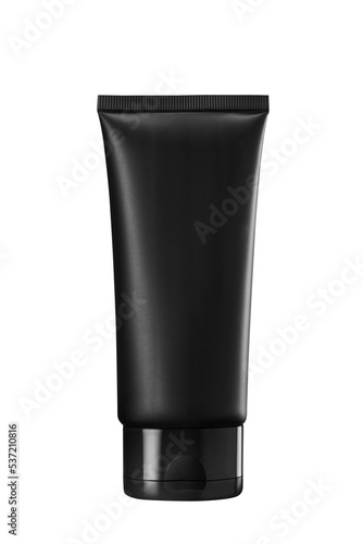 Black plastic tube for medicine or cosmetics cream, gel, skin care, toothpaste. packaging mockup isolated on white background