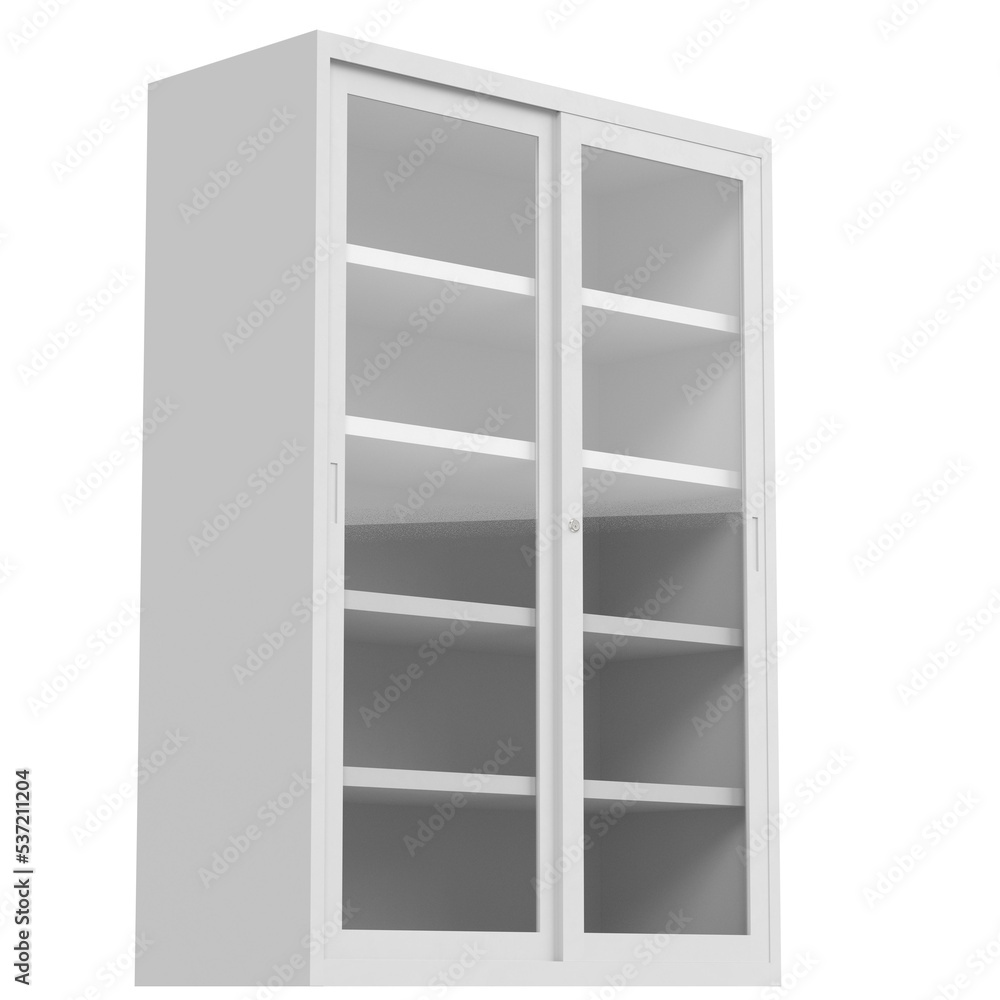 3d rendering illustration of an office cabinet with glass doors 3d rendering illustration of an office cabinet with glass doors