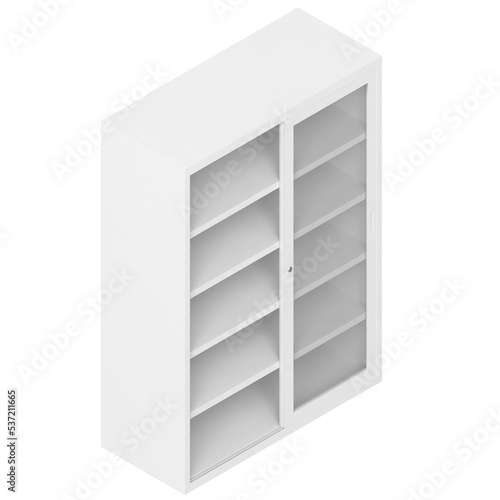 3d rendering illustration of an office cabinet with glass doors