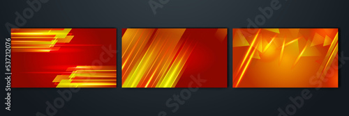 Modern red orange abstract high-speed light effect. Technology futuristic dynamic motion on blue background. Movement pattern for banner or poster design background concept.