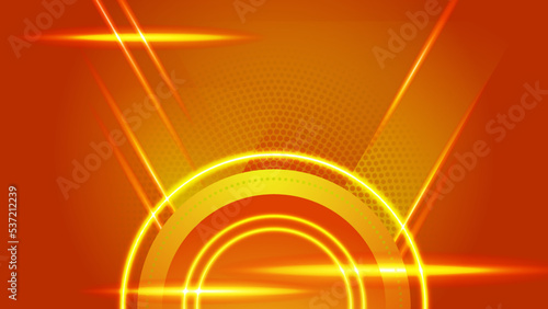 Modern red orange abstract high-speed light effect. Technology futuristic dynamic motion on blue background. Movement pattern for banner or poster design background concept.