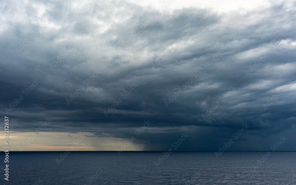 Dramatic sky and clouds during a storm over Mediterranean Sea, Valencia, Spain, Europe