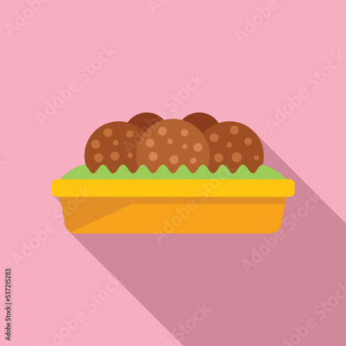 Arabic falafel icon flat vector. Cooking plate. Vegan salad