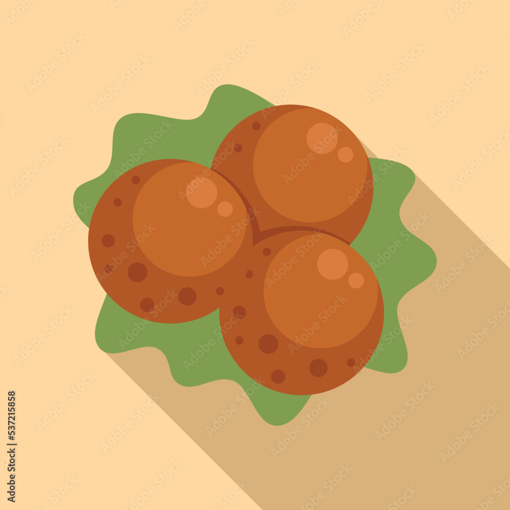 Top view falafel icon flat vector. Cooking food. Event celebration