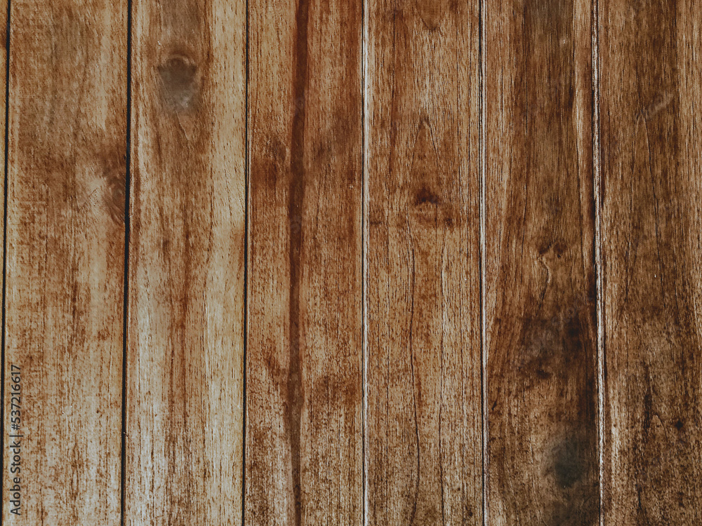 Naklejka premium Top view, wooden table blurred dark brown background texture design blank for text, Web background idea or brochure, illustration, advertise product, gradiant wall