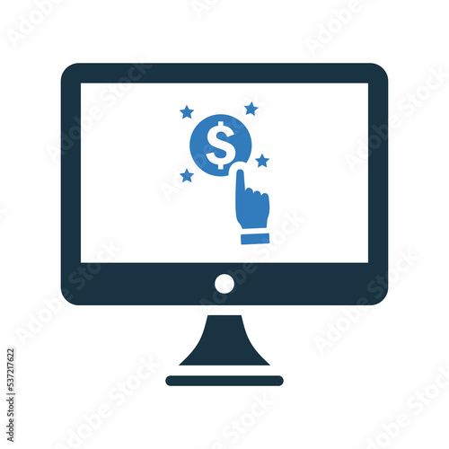 Click, earn, online icon. Editable vector graphics.