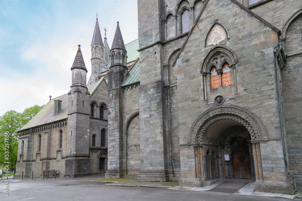 The impressive Nidarosdom gothic cathedral in Trondheim, Norway