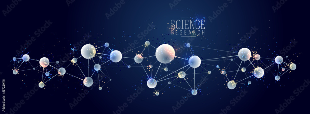 Molecules vector abstract background, 3D dimensional science chemistry ...