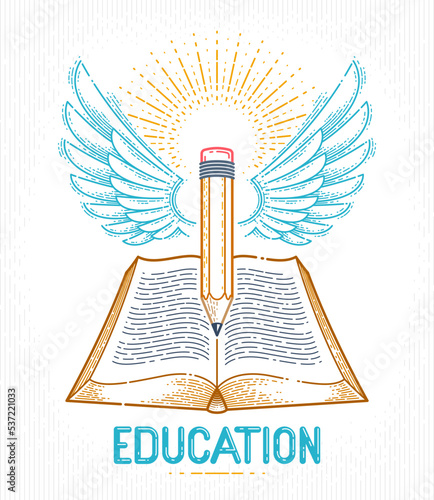 Vintage book and winged pen...
