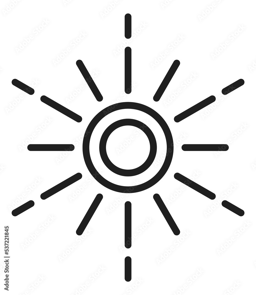 Sun icon in linear style. Shining star rays Sun icon in linear style. Shining star rays