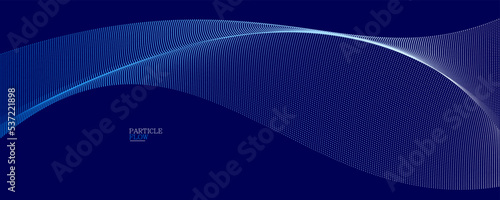 Dark blue airy particles flow vector design, abstract background with wave of flowing dots array, digital futuristic illustration, nano technology theme.