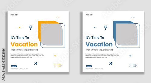 Travel agency social media post and web banner template