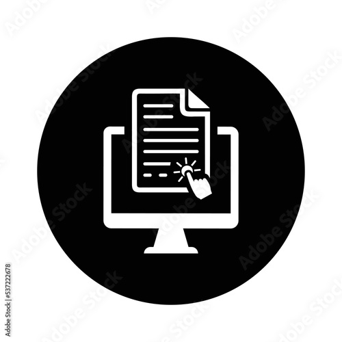 Document  cursor  desktop icon. Black vector sketch.