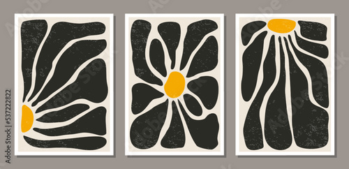 Set of Matisse style contemporary collage botanical minimalist wall art poster