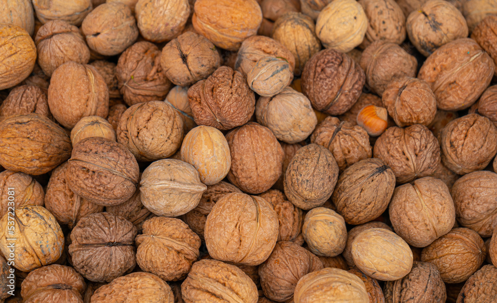 Whole Walnuts Texture Background Whole Walnuts Texture Background