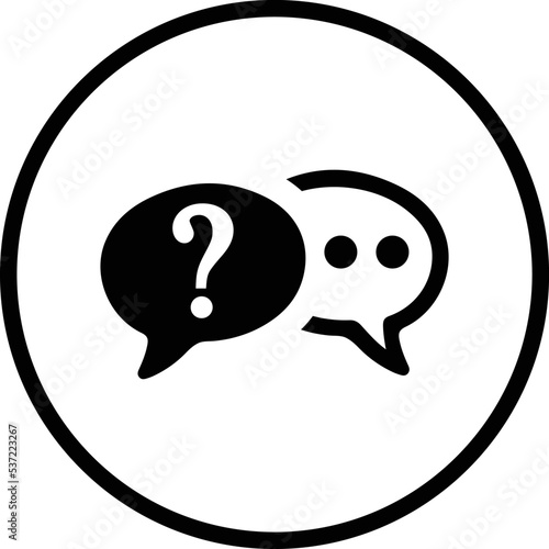 Faq, queries, question icon. Rounded black vector graphics.