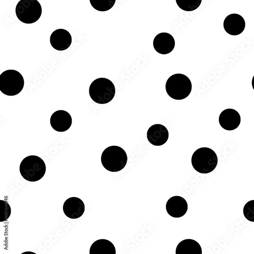 Black polka dots on white background seamless pattern