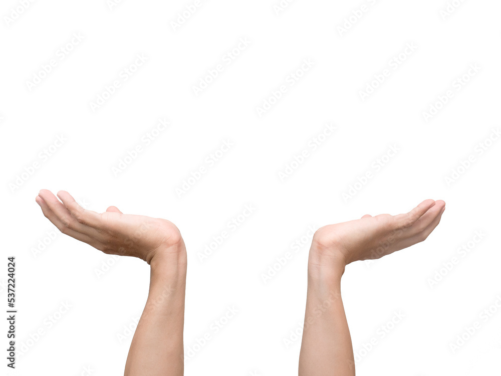 Man hands gesture holding something isolated Man hands gesture holding something isolated