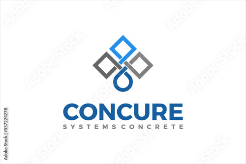 Concrete slump test system logo design water waterproof layer raindrop icon