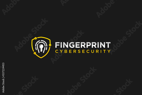 Fingerprint security logo design password protection shield modern identification system 