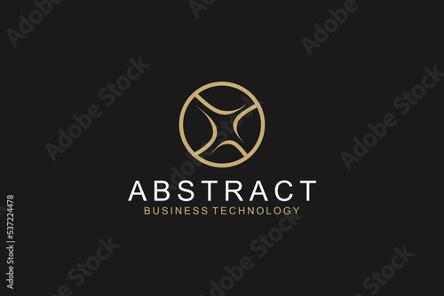 Abstract rounded logo design circle round icon symbol luxury gold shape