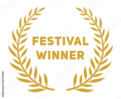 Festival winner badge. Winner award laurel wreath. photo