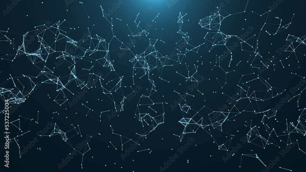 Obraz premium Plexus style background. High tech digital technology background, Creative technology background with Plexus and optical flares, Data visualization, cyberspace Big data technology, 3d rendering