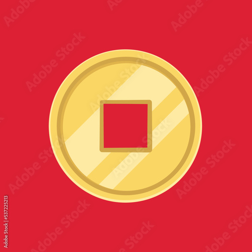 Chinese ancient antique coin vector illustration